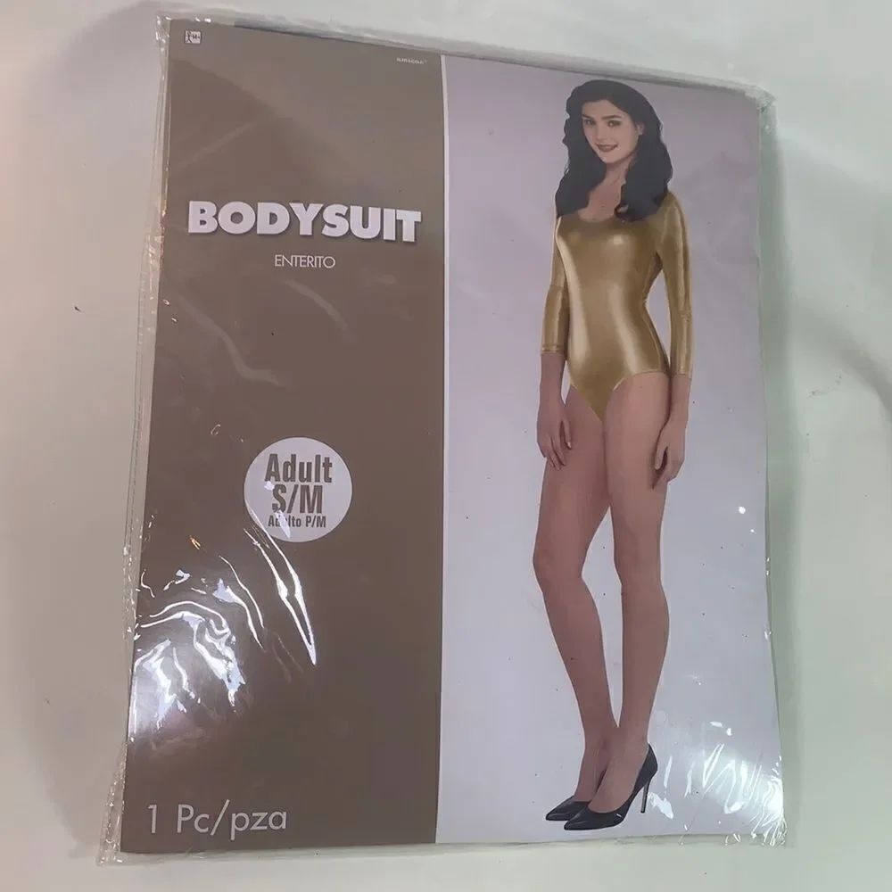 Gold Bodysuit Scoop Neck 3/4 Sleeve Women’s S/M NEW Adult Novelty Use Only